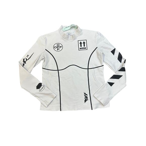 Off White Long Sleeve Logo Sport Top - Stylish & Comfy - Picture 1 of 5